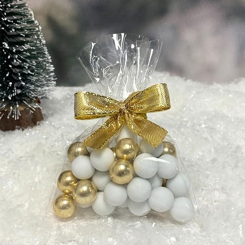 EinsSein 5 Stück kleine Gastgeschenke Weihnachten mit Schokokugeln weiss-gold | Geschenke Christmas Advent für Freundin, Mitarbeiter, Kunden, Lehrerin | Dankeschön Idee für Weihnachten von EinsSein