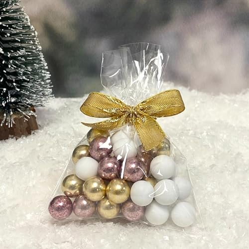 EinsSein 5 Stück kleine Gastgeschenke Weihnachten mit Schokokugeln weiss-gold-rosa | Geschenke Christmas Advent für Freundin, Mitarbeiter, Kunden, Lehrerin | Dankeschön Idee für Weihnachten von EinsSein