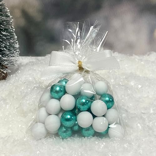 EinsSein 5 Stück kleine Gastgeschenke Weihnachten mit Schokokugeln weiss-grün | Geschenke Christmas Advent für Freundin, Mitarbeiter, Kunden, Lehrerin | Dankeschön Idee für Weihnachten von EinsSein