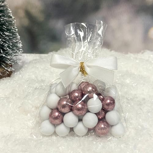 EinsSein 5 Stück kleine Gastgeschenke Weihnachten mit Schokokugeln weiss-rosa | Geschenke Christmas Advent für Freundin, Mitarbeiter, Kunden, Lehrerin | Dankeschön Idee für Weihnachten von EinsSein