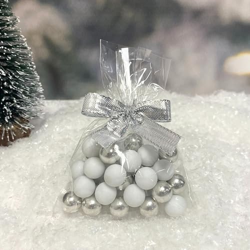 EinsSein 5 Stück kleine Gastgeschenke Weihnachten mit Schokokugeln weiss-silber | Geschenke Christmas Advent für Freundin, Mitarbeiter, Kunden, Lehrerin | Dankeschön Idee für Weihnachten von EinsSein