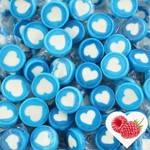 EinsSein Herzbonbons blau-hellblau-weiss Kindergeburtstag | 1kg handgemachte Rocks Bonbons einzeln verpackt | Gastgeschenke Hochzeit Babyshower Gender Reversal Party Taufe Geburtstag Jungen von EinsSein