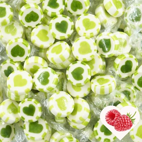 EinsSein Herzbonbons grün-hellgrün-weiss Ostern | 1kg handgemachte Rocks Bonbons einzeln verpackt | Gastgeschenke Ostern Kindergeburtstag Hochzeit Taufe auch als essbare Tischdeko | Mitgebsel von EinsSein