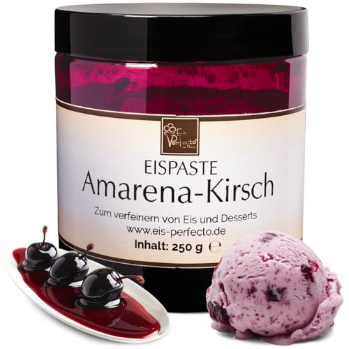 Amarena-Kirsch-Eispaste für fruchtiges aromatisches Eis » Auch zum Verfeinern von leckerem Eis, Desserts, Getränke, Pralinen Torten und vielem mehr » Inhalt 250 g von Eis Perfecto