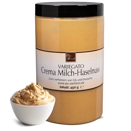 Crema Milch-Haselnuss Variegato zum marmorieren für selbstgemachtes leckeres Milcheis │ MEGA GESCHMACK│ Auch super lecker in Desserts und Torten uvm. │ Inhalt 450 g von Eis Perfecto