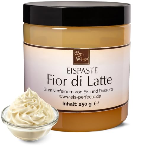 Fior di Latte Eispaste │ Cremiger Genuss mit zarter Milchnote │ MEGA GESCHMACK │ Verfeinere dein Eis, Desserts, Getränke uvm mit einer extra Portion Geschmack │ Inhalt 250 g von Eis Perfecto