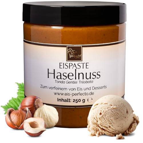 Haselnuss-Eispaste - 99% reine Tonda Gentile Trilobata Haselnuss │ Weltbekannt als "Piemont Haselnuss" │ für die Herstellung köstlicher selbstgemachter Leckereien │ Inhalt: 250 g von Eis Perfecto