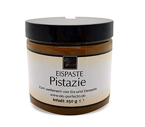 Pistazien-Eispaste zum Verfeinern von leckerem Eis, Desserts, Getränke, Pralinen Torten und vielem mehr. » reine Pistazie ohne künstliche Aromastoffe »Inhalt 250 g von Eis Perfecto