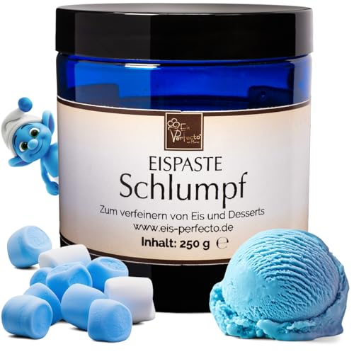 Schlumpf Eispaste Blaue Eispaste Aroma Eis Desserts Pralinen Zum Verfeinern von leckerem Eis Getränke Kuchen Kekse Tortencremes Eiscremes Inhalt 250 g von Eis Perfecto