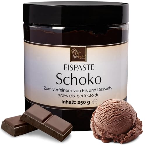 Schoko Eispaste zum Verfeinern von leckerem Eis, Desserts, Getränke, Pralinen Torten Kuchen und vielem mehr. Einfache und schnelle Anwendung. Inhalt 250 g von Eis Perfecto