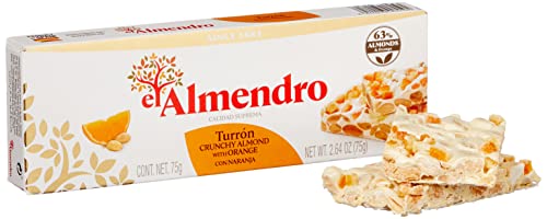 El Almendro weißer Nougat mit Mandeln und kandierten Orangenschalen, 75g von El Almendro