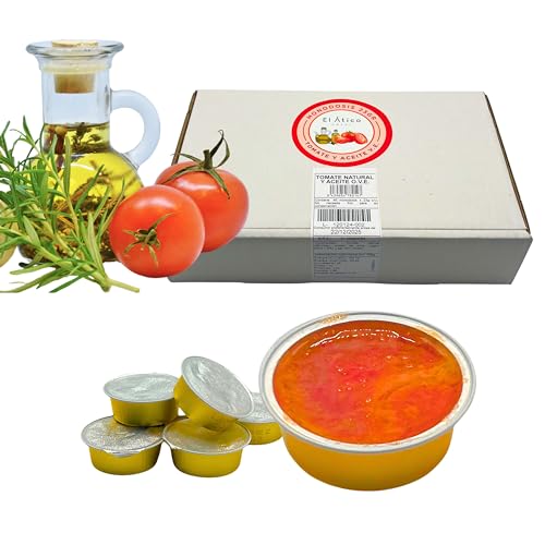 EL ÁTICO SWEET 45 Einzelne Dosis von Natürlichen Tomaten und Natives Olivenöl Extra von 23 GR. Das Geheimnis der Mediterranen Küche für Ihr Zuhause. Zerkleinerte Tomate Konzentrat und Olivenöl von El Ático Sweet