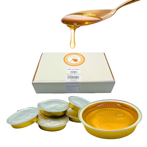 EL ÁTICO SWEET Honig. Schachtel mit 75 Einzeldosen Natürlicher Blütenhonig 17g Rein, ohne Zusatzstoffe, Praktisch zum Mitnehmen und Verwenden. Süßen Sie Ihre Getränke und Täglichen Rezepte von El Ático Sweet
