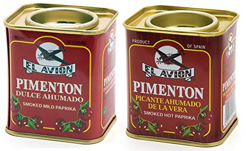 El Avion - 2er Set Pimenton Picante Ahumado - Scharfes und süßes geräuchertes Paprikapulver (2 x 75 g) von El Avion