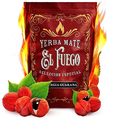 El Fuego Energia Guarana 0,5kg | Stark anregender Mate Tee | Mate Tee aus Paraguay | Ilex guayusa und Guarana | Rauchiger, geräucherter Mate Tee | Dreifache Dosis Energie | 500g von El Fuego