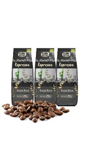 El Gusto Espresso Kaffee aus ganzen Bohnen aus Costa Rica, dunkel geröstet, kreative Mischung, 100% Arabica, frischer Gourmet-Kaffee 3er Pack von El Gusto Foods