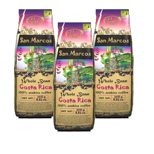 El Gusto San Marcos Premium Kaffeebohnen - Ganzen Bohnen aus Costa Rica - Mittlere Röstung - 100% Arabica - frischer Gourmet-Kaffee aus Costa Rica 3er Pack von El Gusto Foods