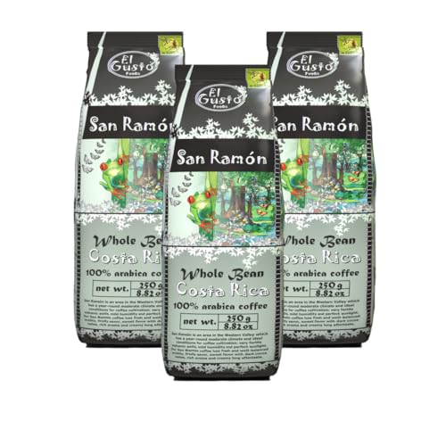 El Gusto San Ramon Kaffee aus ganzen Bohnen aus Costa Rica, mittlere Röstung, 100% Arabica, frischer Gourmet-Kaffee aus einer einzigen Herkunft 3er Pack von El Gusto Foods