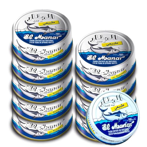 El Manar Solide Thunfisch im Frühwasser, Premiumqualität, 10 Dosen à 160 g von El Manar