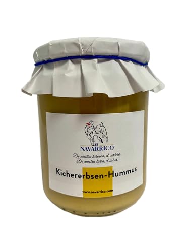 El Navarrico - Kichererbsen-Hummus | Traditionelle Landwirtschaft | Natürlich und frisch | Hummus Vegan 400 gr - Glas von El NAVARRICO