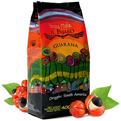 El Pajaro Guarana' Starker, Paraguayischer Mate-Tee | mit, Guarana Pulver, Limette, Mate Tee sehr reich an Koffein, Hohe Qualität, Erfrischender Mate Tee, organisch, Vegan, 11335-22, 400g von El Pajaro