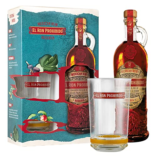 Geschenkverpackung El Ron Prohibido Rum 12 Reserva (0,7l, 40% Vol.) inklusive Glas von El Ron Prohibido