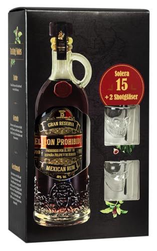 Prohibido 15 + 2x Totenkopf Gläser GB 40% 700ml von El Ron Prohibido