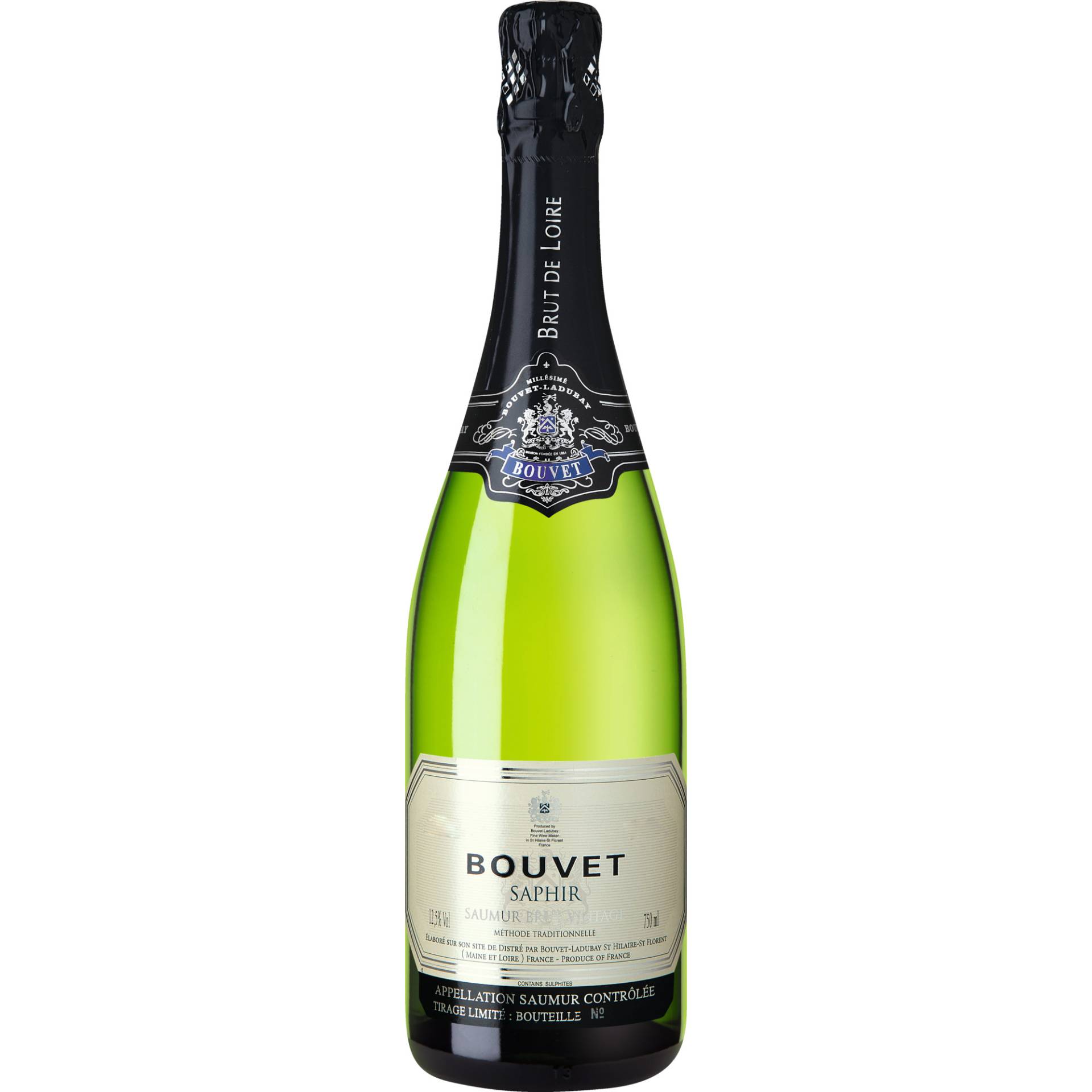 Bouvet Saphir, Brut, Saumur AC, Loire, 2022, Schaumwein von Elaboré à Distré par Bouvet Ladubay SA - St Hilaire St Florent - France