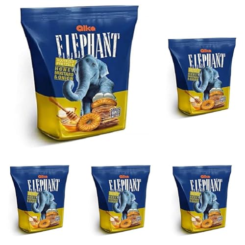 Elephant Prezels Honig-Senf-Zwiebel, 70 g (Packung mit 5) von Elephant