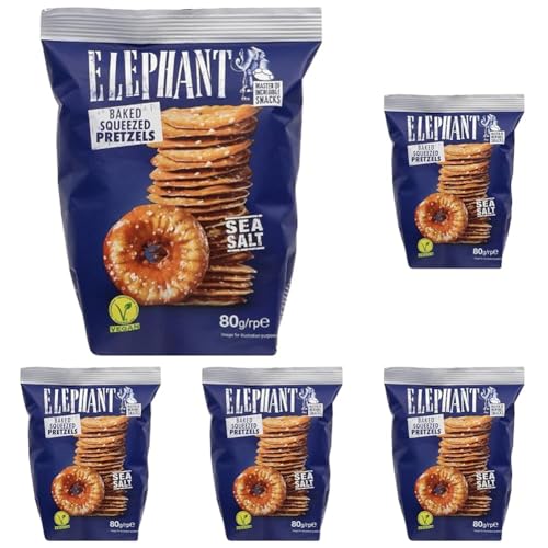 Elephant Prezels Meersalz, 80 g (Packung mit 5) von Elephant