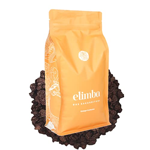 Elimba Barista Kakaogranulat Orange-Kurkuma, 500g - 100% vegan - Premium Criollo Rohkakao Trinkschokolade mit min. 50% Kakaoanteil, zeremonieller Kakao von Elimba