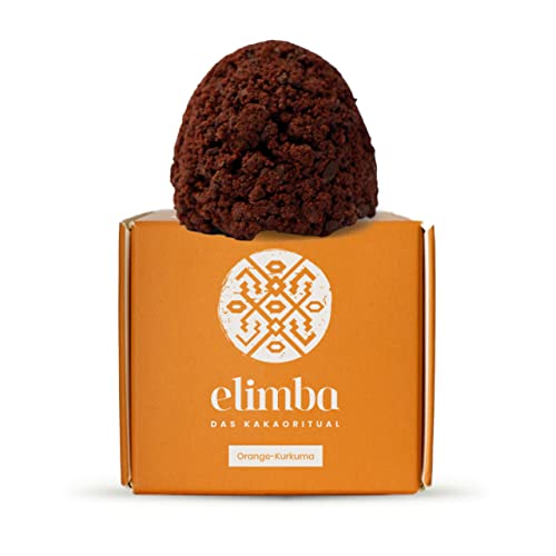 Elimba Bio Kakao Kugeln, orange-Kurkuma (1er Pack) - heiße Schokolade 100% vegan - Premium Criollo-Rohkakao Trinkschokolade mit min. 50% Kakaoanteil, zeremonieller Kakao von Elimba