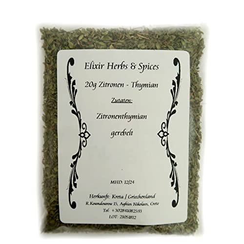 30g griechischer Zitronen Thymian von Elixir Herbs & Spices auf Kreta feine Gewürze und Kräuter (30g Zitronen- Thymian #17) von Elixir Herbs & Spices