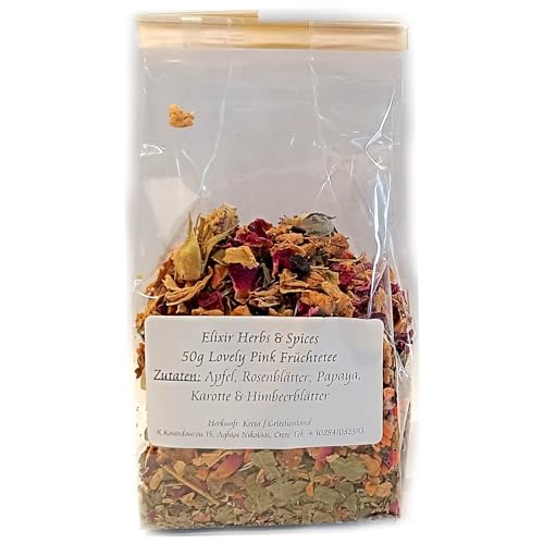 50g griechischer Früchtetee Lovely Pink Tee aus Kreta Apfel, Papaya, Elixir Herbs & Spices #303 von Elixir Herbs & Spices