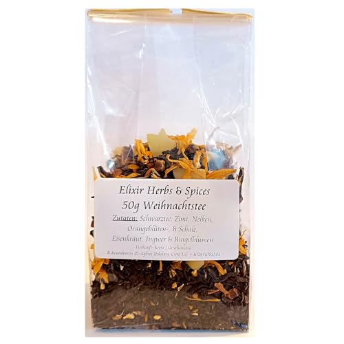 50g griechischer Weihnachtstee Tee aus Kreta Zimt, Nelke, Orangenblüten, Eisenkraut, Ingewr Elixir #300 von Elixir Herbs & Spices