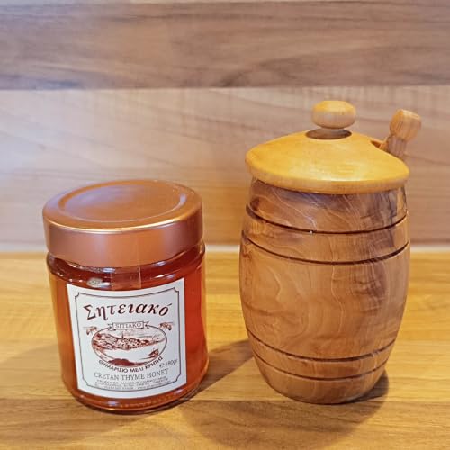 Kulinarisches Geschenkset 180g Thymianhonig mit Honigtopf inkl. Löffel und Deckel aus Olivenholz Naturprodukt von Elixir Herbs & Spices #214 von Elixir Herbs & Spices