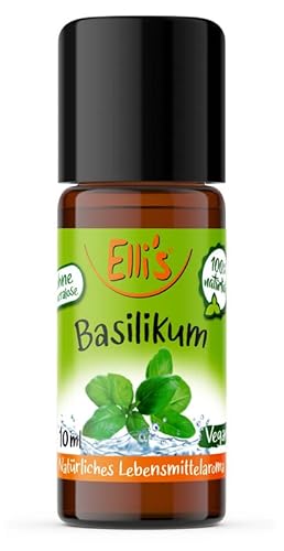 Ellis Aromen Basilikum NATÜRLICHES Lebensmittelaroma | Aromakonzentrat aus 100 % Veganen und Natürlichen Ursprung | Für Speisen & Getränke | 10 ml von Elli´s