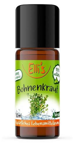 Ellis Aromen Bohnenkraut NATÜRLICHES Lebensmittelaroma | Aromakonzentrat aus 100 % Veganen und Natürlichen Ursprung | Für Speisen & Getränke | 10 ml von Elli´s