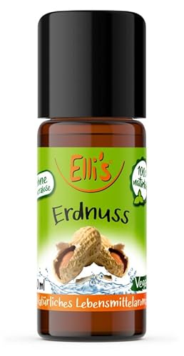 Ellis Aromen Erdnuss NATÜRLICHES Lebensmittelaroma | Aromakonzentrat aus 100 % Veganen und Natürlichen Ursprung | Für Speisen & Getränke | 10 ml von Elli´s