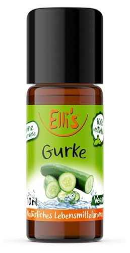 Ellis Aromen Gurke NATÜRLICHES Lebensmittelaroma | Aromakonzentrat aus 100 % Veganen und Natürlichen Ursprung | Für Speisen & Getränke | 10 ml von Elli´s