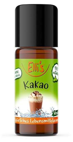 Ellis Aromen Kakao NATÜRLICHES Lebensmittelaroma | Aromakonzentrat aus 100 % Veganen und Natürlichen Ursprung | Für Speisen & Getränke | 10 ml von Elli´s