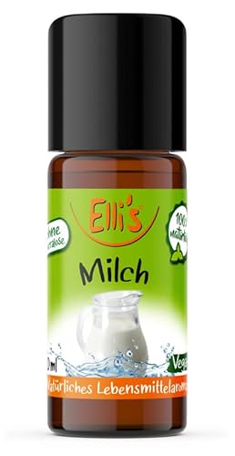 Ellis Aromen Milch NATÜRLICHES Lebensmittelaroma | Aromakonzentrat aus 100 % Veganen und Natürlichen Ursprung | Für Speisen & Getränke | 10 ml von Elli´s