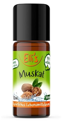 Ellis Aromen Muskat NATÜRLICHES Lebensmittelaroma | Aromakonzentrat aus 100 % Veganen und Natürlichen Ursprung | Für Speisen & Getränke | 10 ml von Elli´s