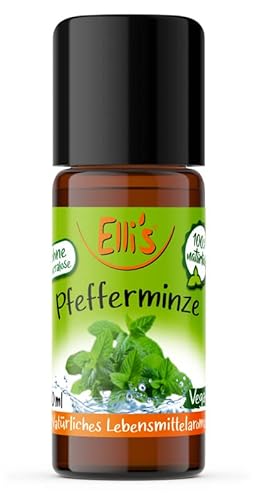 Ellis Aromen Pfefferminze NATÜRLICHES Lebensmittelaroma | Aromakonzentrat aus 100 % Veganen und Natürlichen Ursprung | Für Speisen & Getränke | 10 ml von Elli´s