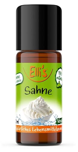 Ellis Aromen Sahne NATÜRLICHES Lebensmittelaroma | Aromakonzentrat aus 100 % Veganen und Natürlichen Ursprung | Für Speisen & Getränke | 10 ml von Elli´s