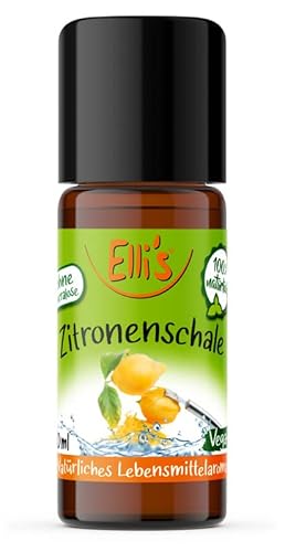 Ellis Aromen Zitronenschale NATÜRLICHES Lebensmittelaroma | Aromakonzentrat aus 100 % Veganen und Natürlichen Ursprung | Für Speisen & Getränke | 10 ml von Elli´s