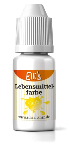 Lebensmittelfarbe Gelb – flüssige Lebensmittelfarbe zum Backen und Kochen, färben von Flüssigkeiten, Kuchen, Topping und Teig – Zuckerfrei und Geschmacks neutral – starke Farbkraft von Elli´s