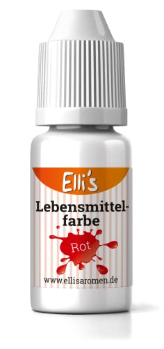 Lebensmittelfarbe Rot – flüssige Lebensmittelfarbe zum Backen und Kochen, färben von Flüssigkeiten, Kuchen, Topping und Teig – Zuckerfrei und Geschmacks neutral – starke Farbkraft von Elli´s