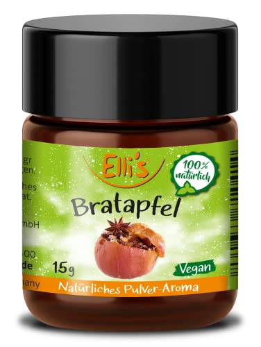 Ellis Aromen Bratapfel NATÜRLICHES PULVER Lebensmittelaroma | Aromakonzentrat aus 100 % Veganen und Natürlichen Ursprung | für Lebensmittel und Getränke, wie zum Backen und Kochen | 10 g von Elli´s