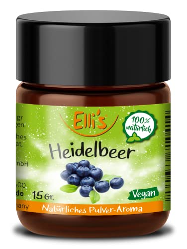 Ellis Aromen Heidelbeere NATÜRLICHES PULVER Lebensmittelaroma | Aromakonzentrat aus 100 % Veganen und Natürlichen Ursprung | für Lebensmittel und Getränke, wie zum Backen und Kochen | 10 g von Elli´s